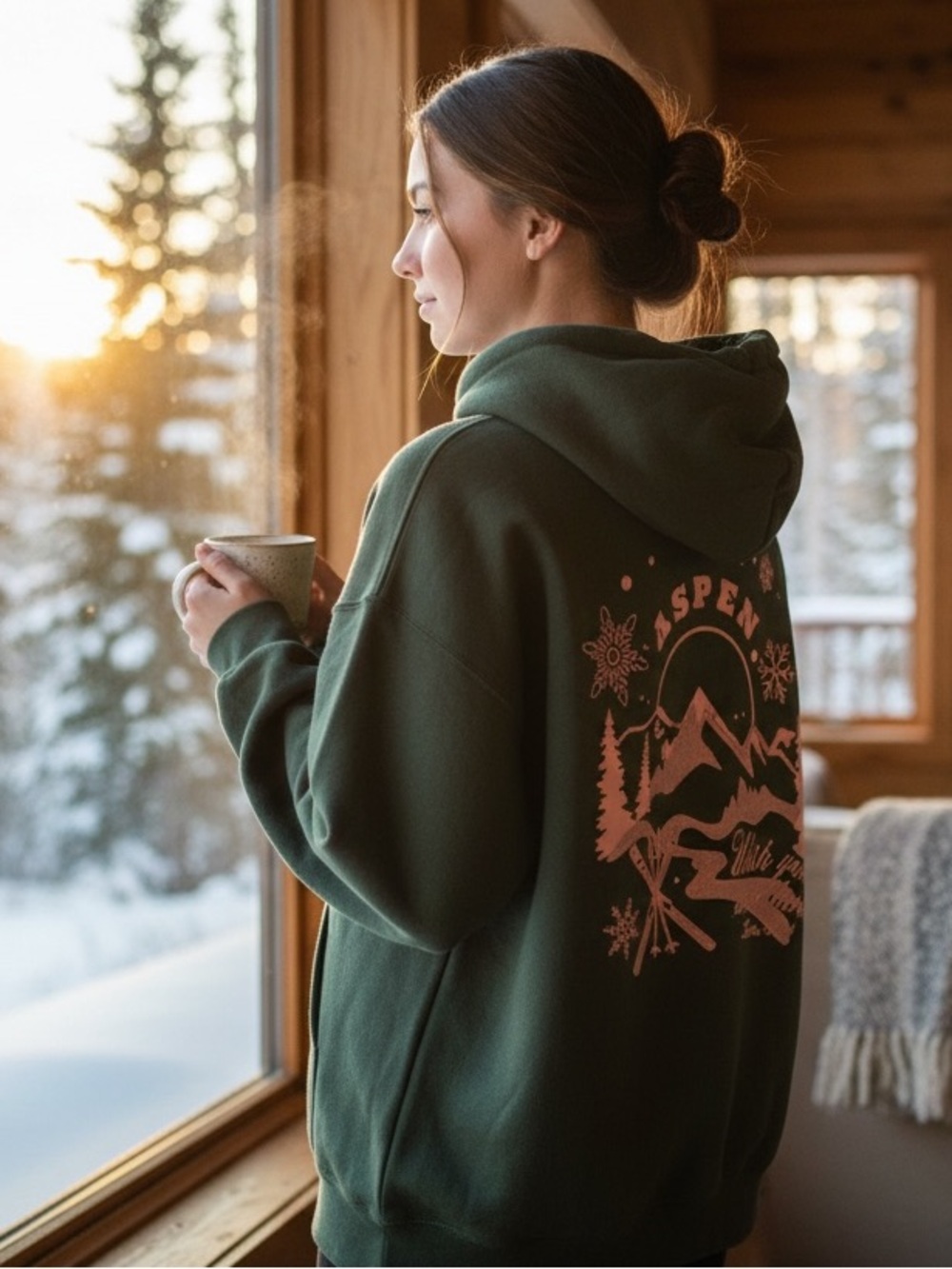 Victoria's Secret PINK Love Aspen Fleece Campus Full-Zip Hoodie Forest Green XL